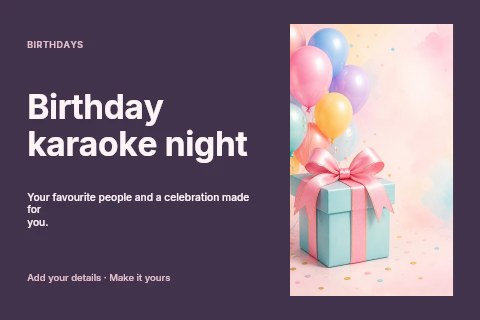 Birthday karaoke night postcard template