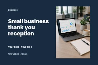 Small business thank you reception postcard template · Horizontal photo dialogue