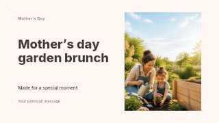 Mother’s Day garden brunch presentation cover template · Horizontal photo dialogue