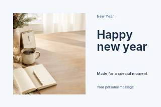 Classic Happy New Year photo layout postcard template · Horizontal photo dialogue