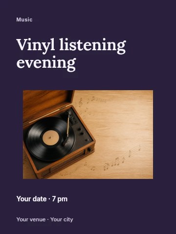 Vinyl listening evening invitation template