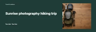 Sunrise photography hiking trip banner template · Horizontal photo dialogue