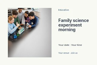 Family science experiment morning postcard template · Horizontal photo dialogue