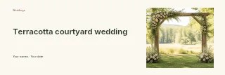 Terracotta courtyard wedding banner template · Horizontal photo dialogue