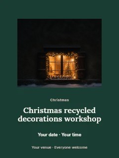 Christmas recycled decorations workshop poster template · Picture window