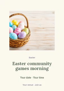 Easter community games morning flyer template · Picture window