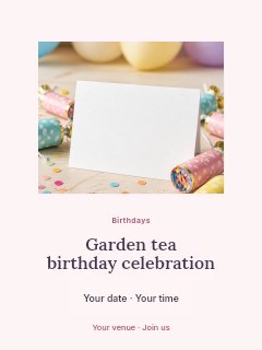 Garden tea birthday celebration poster template · Picture window
