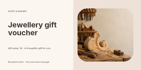 Traditional woodworking bench with tools in Jewellery gift voucher template