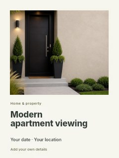 Modern black front door with greenery in Modern apartment viewing · Gallery editorial
