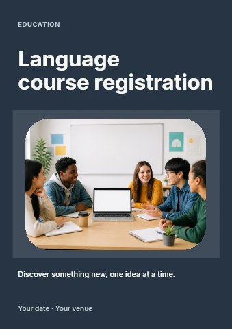 Language course registration flyer template