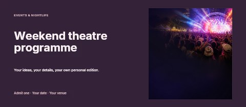 Weekend theatre programme event ticket template