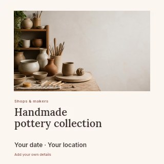 Handmade pottery collection social media post template · Gallery editorial