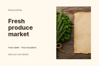 Fresh herb bundle next to blank paper in Fresh produce market · Horizontal photo dialogue