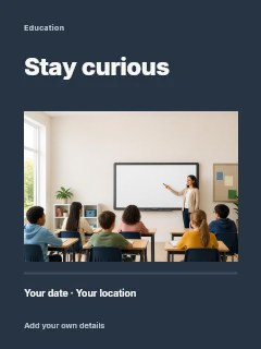 Learning photo announcement poster template · Title & photograph