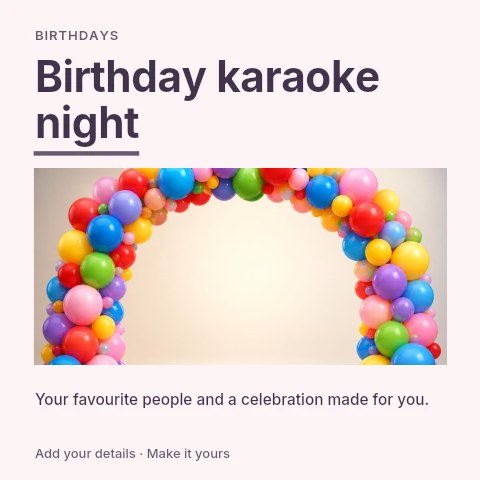 Birthday karaoke night social media post template