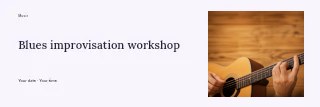 Blues improvisation workshop banner template · Horizontal photo dialogue