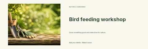 Bird feeding workshop banner template