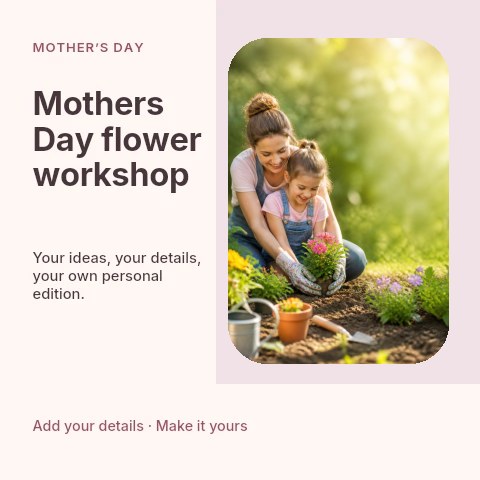 Mothers Day flower workshop social media post template