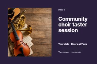 Community choir taster session postcard template · Horizontal photo dialogue