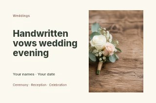 Handwritten vows wedding evening postcard template · Horizontal photo dialogue