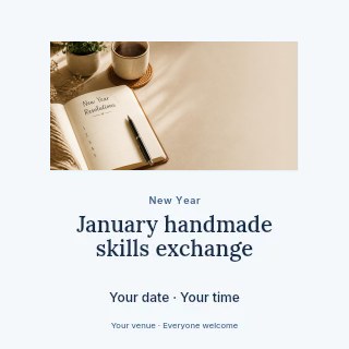 January handmade skills exchange social media post template · Picture window