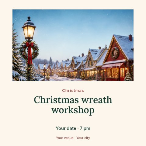 Christmas wreath workshop social media post template