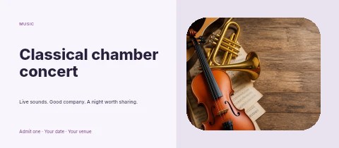 Classical chamber concert event ticket template