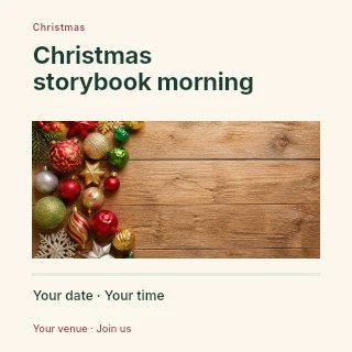 Christmas storybook morning social media post template · Title & photograph