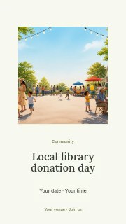 Local library donation day instagram story template · Picture window