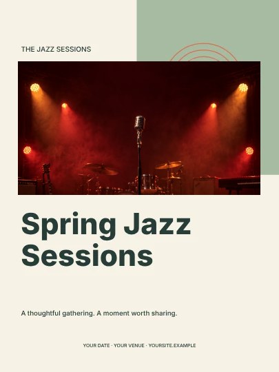 Spring Jazz Sessions · Modern poster template