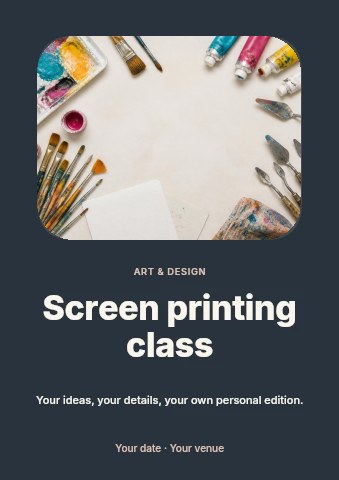 Screen printing class flyer template