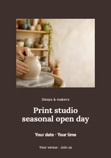 Print studio seasonal open day flyer template · Picture window