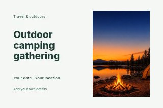 Campfire by the Lakeside Tent at Sunset in Outdoor camping gathering · Horizontal photo dialogue