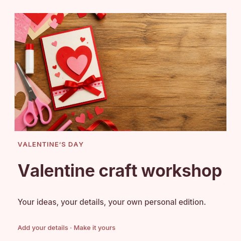 Valentine craft workshop social media post template