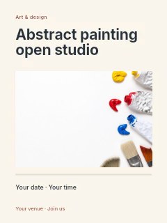 Assorted Paint Tubes and Brushes on White in Abstract painting open studio poster · Title & photograph
