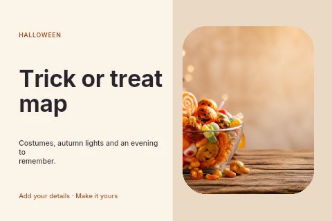 Trick or treat map postcard template