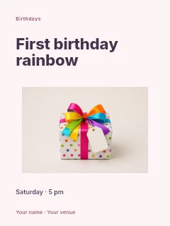 First birthday rainbow invitation template · Modern programme