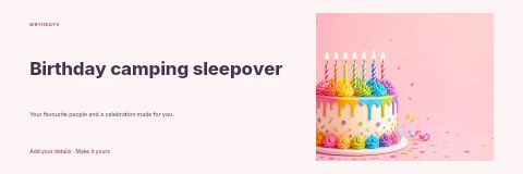 Birthday camping sleepover banner template