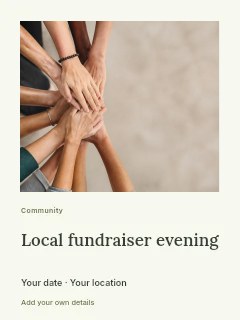 Diverse Group Hands Joined in Unity in Local fundraiser evening · Gallery editorial