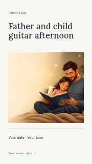 Father and child guitar afternoon instagram story template · Title & photograph