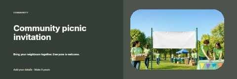 Community picnic invitation banner template