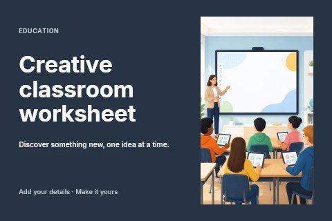 Creative classroom worksheet postcard template