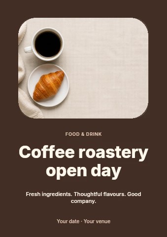Coffee roastery open day flyer template
