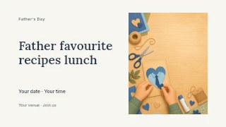 Father favourite recipes lunch presentation cover template · Horizontal photo dialogue