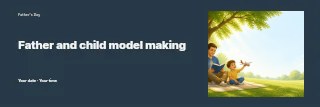 Father and child model making banner template · Horizontal photo dialogue