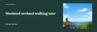 Weekend orchard walking tour banner template · Horizontal photo dialogue