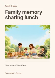 Family memory sharing lunch flyer template · Title & photograph
