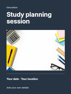 Study planning session invitation template · Title & photograph