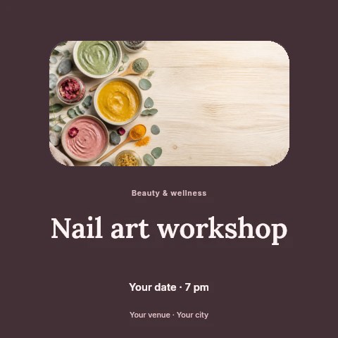 Nail art workshop social media post template