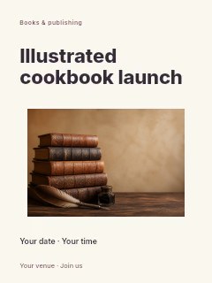 Illustrated cookbook launch poster template · Modern programme